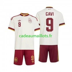 Espagne Maillot avec flocage Gavi 9 Extérieur Coupe du Monde 2026 ,Tenue Enfant MC