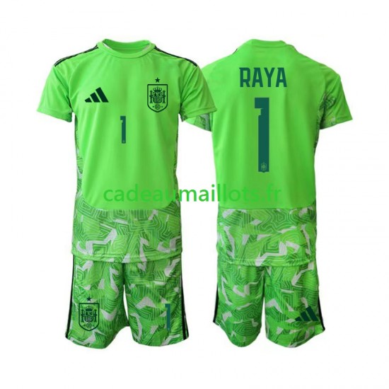 Espagne Maillot avec flocage David Raya 1 6th Green color Gardien Coupe du Monde 2026 ,Tenue Enfant MC