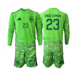 Espagne Maillot avec flocage Unai Simon 23 6th Green color Gardien Coupe du Monde 2026 ,Tenue Enfant ML