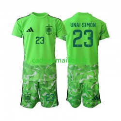 Espagne Maillot avec flocage Unai Simon 23 6th Green color Gardien Coupe du Monde 2026 ,Tenue Enfant MC