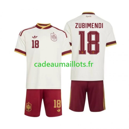 Espagne Maillot avec flocage Martin Zubimendi 18 Extérieur Coupe du Monde 2026 ,Tenue Enfant MC
