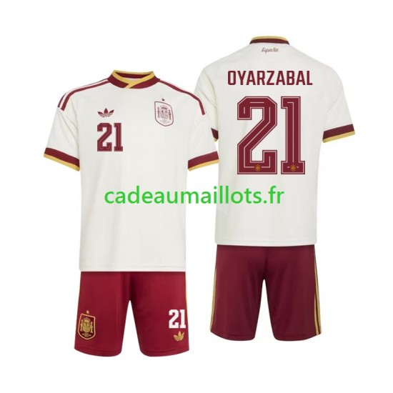 Espagne Maillot avec flocage Mikel Oyarzabal 21 Extérieur Coupe du Monde 2026 ,Tenue Enfant MC