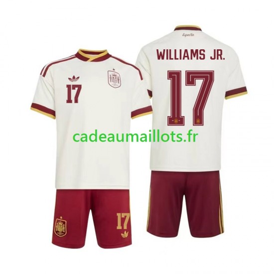 Espagne Maillot avec flocage Nico Williams 17 Extérieur Coupe du Monde 2026 ,Tenue Enfant MC