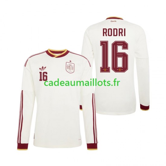 Espagne Maillot avec flocage Rodri 16 Extérieur Coupe du Monde 2026 ,Homme ML