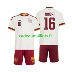Espagne Maillot avec flocage Rodri 16 Extérieur Coupe du Monde 2026 ,Tenue Enfant MC