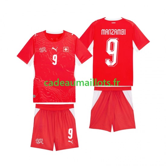 Suisse Maillot avec flocage Johan Manzambi 9 Domicile Coupe du Monde 2026 ,Tenue Enfant MC