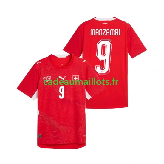 Suisse Maillot avec flocage Johan Manzambi 9 Domicile Coupe du Monde 2026 ,Homme MC