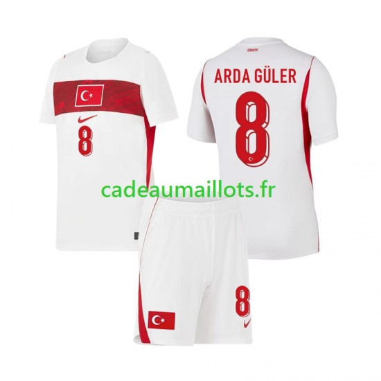 Turquie Maillot avec flocage Arda Guler 8 Extérieur Coupe du Monde 2026 ,Tenue Enfant MC