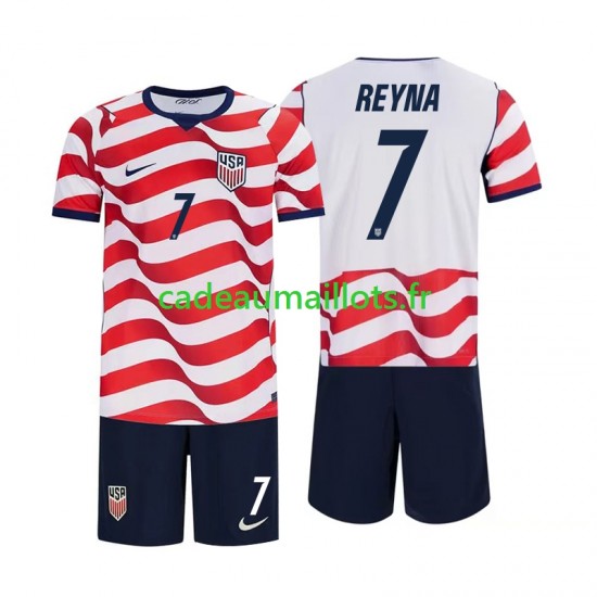 États-Unis Maillot avec flocage Giovanni Reyna 7 Domicile Coupe du Monde 2026 ,Tenue Enfant MC