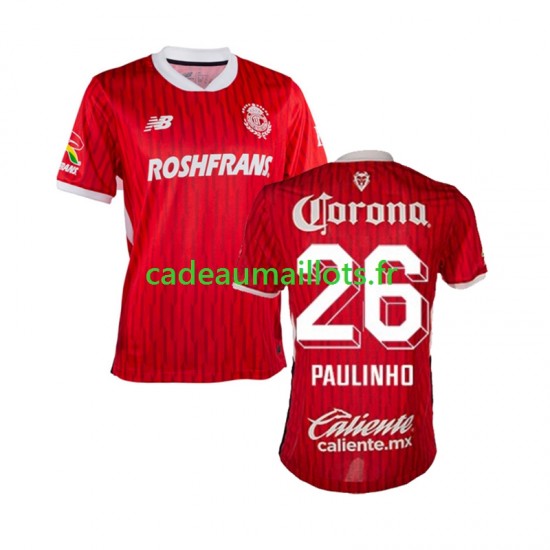 Maillot avec flocage Deportivo Toluca Paulinho 26 Domicile 2024-2025 ,Homme MC