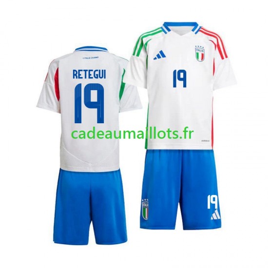 Italie Maillot avec flocage Mateo Retegui 19 Extérieur 2024 ,Tenue Enfant MC