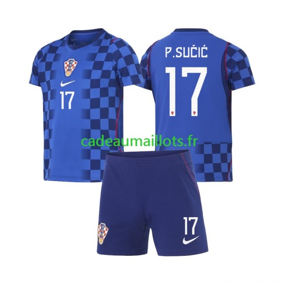Croatie Maillot avec flocage Petar Sucic 17 Extérieur Coupe du Monde 2026 ,Tenue Enfant MC