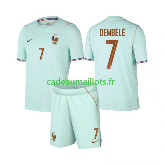 France Maillot avec flocage Ousmane Dembele 7 Extérieur Coupe du Monde 2026 ,Tenue Enfant MC