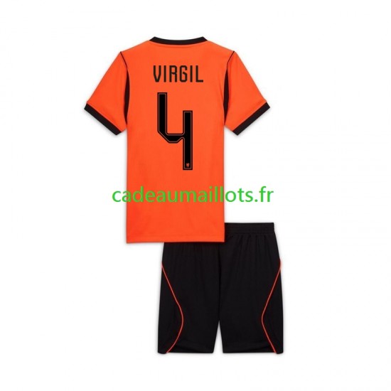 Pays-Bas Maillot avec flocage Virgil van Dijk 4 Domicile Coupe du Monde 2026 ,Tenue Enfant MC
