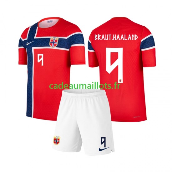 Norvège Maillot avec flocage Erling Haaland 9 Domicile Coupe du Monde 2026 ,Tenue Enfant MC