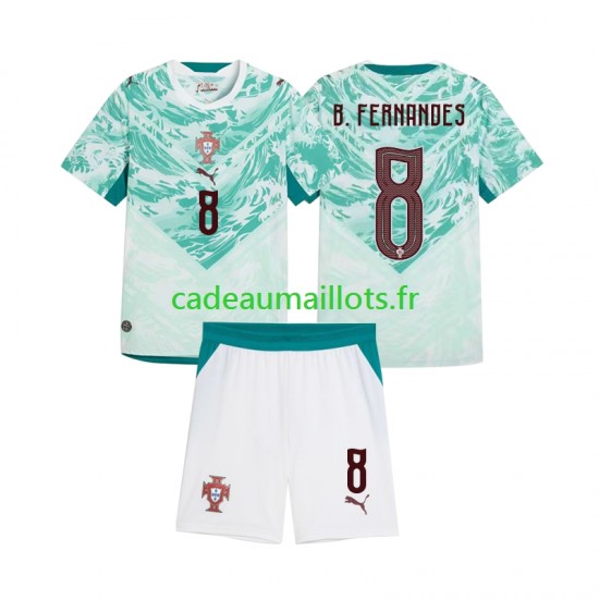 Portugal Maillot avec flocage Bruno Fernandes 8 Extérieur 2026 2027 ,Tenue Enfant MC
