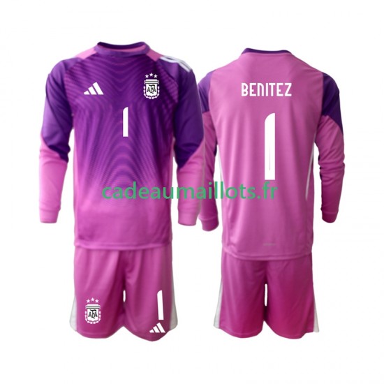 Argentine Maillot avec flocage Walter Daniel Benitez 1 Gardien Domicile 2025 ,Tenue Enfant ML