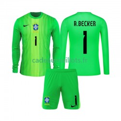 Brésil Maillot avec flocage Alisson Becker 1 Gardien Domicile 2026 ,Tenue Enfant ML Brésil Maillot avec flocage Alisson Becker 1 Gardien Domicile 2026 ,Tenue Enfant ML