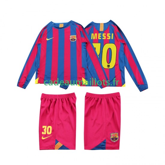 FC Barcelone Maillot avec flocage Lionel Messi 10 Rétro Domicile 1998 2006 ,Tenue Enfant ML