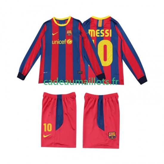 FC Barcelone Maillot avec flocage Lionel Messi 10 Rétro Domicile 2010 2011 ,Tenue Enfant ML