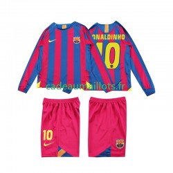 FC Barcelone Maillot avec flocage RONALDINHO 10 Rétro Domicile 1998 2006 ,Tenue Enfant ML
