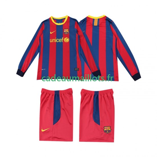 FC Barcelone Maillot avec flocage Rétro Domicile 2010 2011 ,Tenue Enfant ML