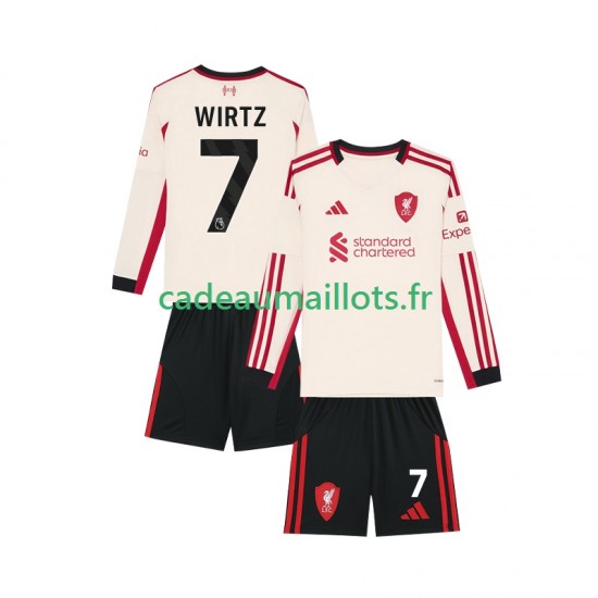 Liverpool Maillot avec flocage Florian Wirtz 7 Extérieur 2025-2026 ,Tenue Enfant ML
