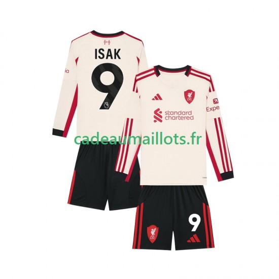 Liverpool Maillot avec flocage ISAK 9 Extérieur 2025-2026 ,Tenue Enfant ML Liverpool Maillot avec flocage ISAK 9 Extérieur 2025-2026 ,Tenue Enfant ML