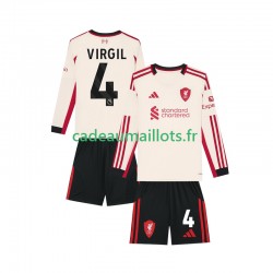 Liverpool Maillot avec flocage Virgil van Dijk 4 Extérieur 2025-2026 ,Tenue Enfant ML