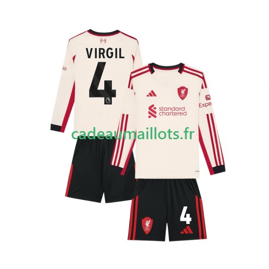 Liverpool Maillot avec flocage Virgil van Dijk 4 Extérieur 2025-2026 ,Tenue Enfant ML