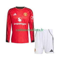 Manchester United Maillot avec flocage Domicile 2025-2026 ,Tenue Enfant ML