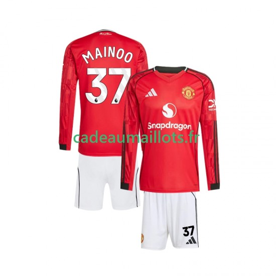 Manchester United Maillot avec flocage Kobbie Mainoo 37 Domicile 2025-2026 ,Tenue Enfant ML