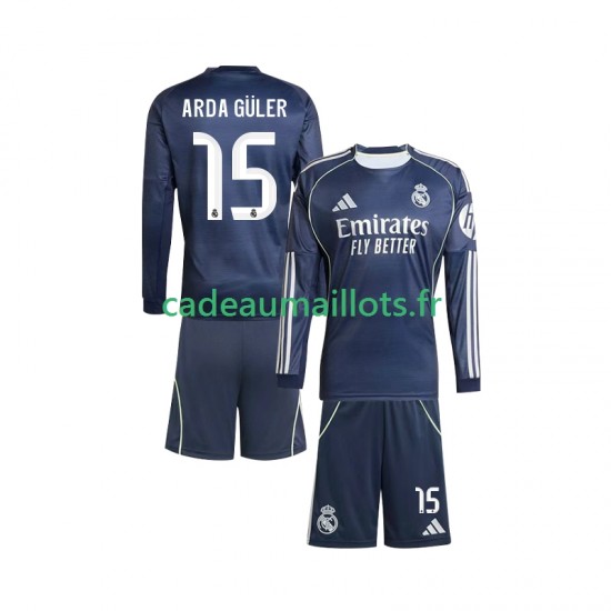 Real Madrid Maillot avec flocage Arda Guler 15 Extérieur 2025-2026 ,Tenue Enfant ML