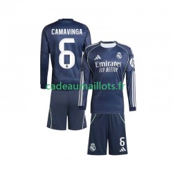 Real Madrid Maillot avec flocage Camavinga 6 Extérieur 2025-2026 ,Tenue Enfant ML