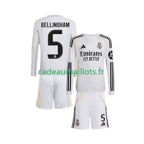 Real Madrid Maillot avec flocage Jude Bellingham 5 Domicile 2025-2026 ,Tenue Enfant ML