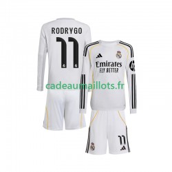 Real Madrid Maillot avec flocage Rodrygo 11 Domicile 2025-2026 ,Tenue Enfant ML