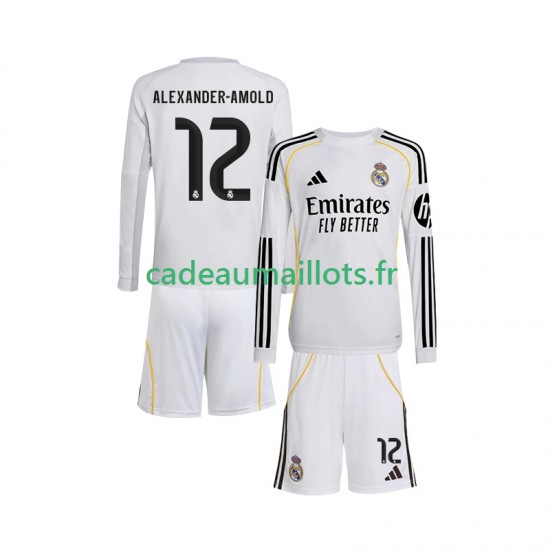 Real Madrid Maillot avec flocage Trent Alexander-Arnold 12 Domicile 2025-2026 ,Tenue Enfant ML