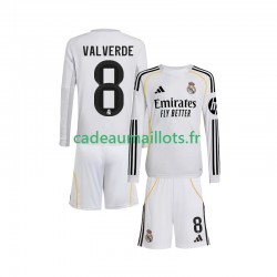 Real Madrid Maillot avec flocage Valverde 8 Domicile 2025-2026 ,Tenue Enfant ML