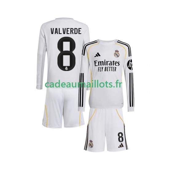 Real Madrid Maillot avec flocage Valverde 8 Domicile 2025-2026 ,Tenue Enfant ML Real Madrid Maillot avec flocage Valverde 8 Domicile 2025-2026 ,Tenue Enfant ML