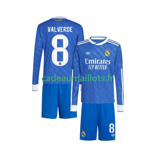 Real Madrid Maillot avec flocage Valverde 8 3ème 2025-2026 ,Tenue Enfant ML