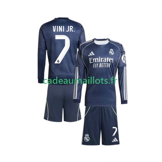 Real Madrid Maillot avec flocage Vinicius Junior 7 Extérieur 2025-2026 ,Tenue Enfant ML