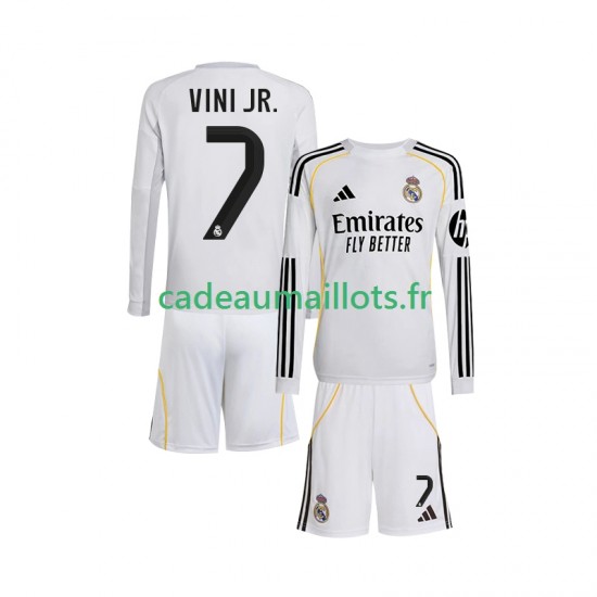 Real Madrid Maillot avec flocage Vinicius Junior 7 Domicile 2025-2026 ,Tenue Enfant ML