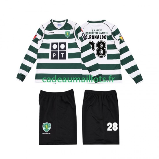 Sporting CP Maillot avec flocage Cristiano Ronaldo 28 Rétro Domicile 2011 2008 ,Tenue Enfant ML