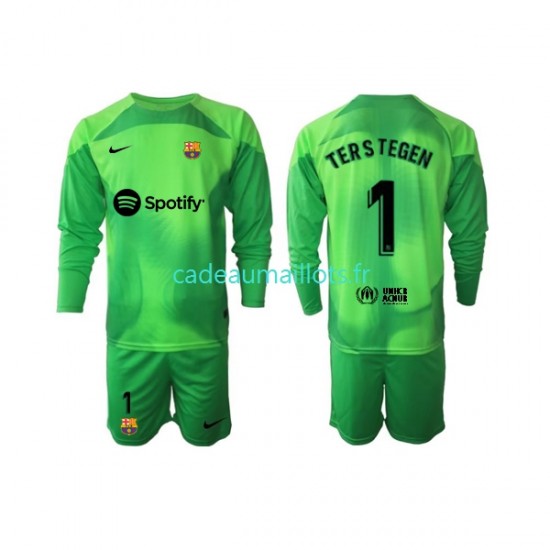 FC Barcelone Maillot avec flocage Ter Stegen 1 Gardien Domicile 2022-2023 ,Tenue Enfant ML