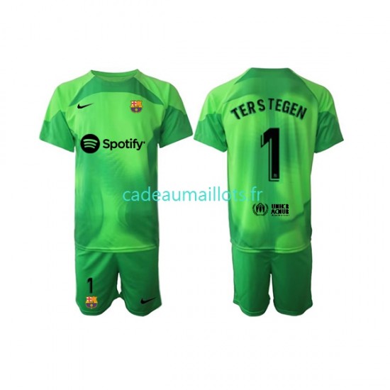 FC Barcelone Maillot avec flocage Ter Stegen 1 Gardien Domicile 2022-2023 ,Tenue Enfant MC