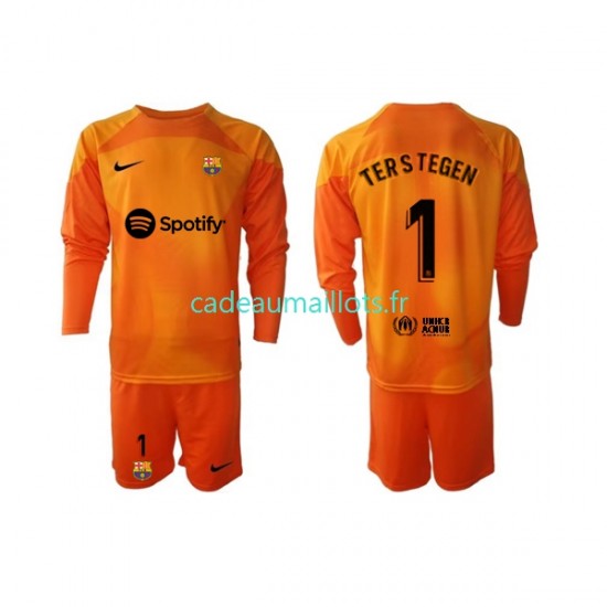 FC Barcelone Maillot avec flocage Ter Stegen 1 Gardien 3ème 2022-2023 ,Tenue Enfant ML