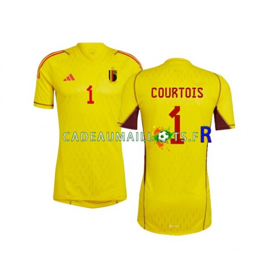 Belgique Maillot avec flocage Courtois 1 Gardien Extérieur Coupe du Monde 2022 ,Homme MC