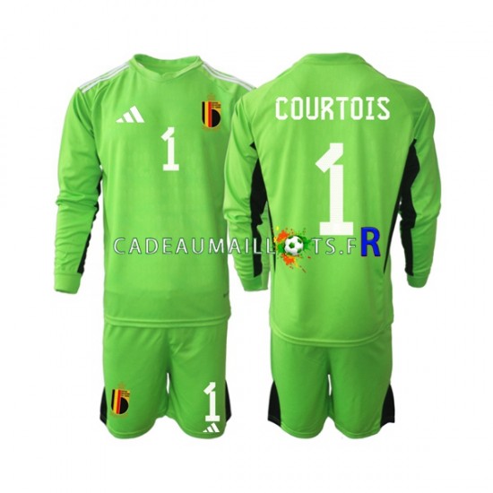 Belgique Maillot avec flocage Courtois 1 Gardien Domicile 2021-2022 ,Tenue Enfant ML