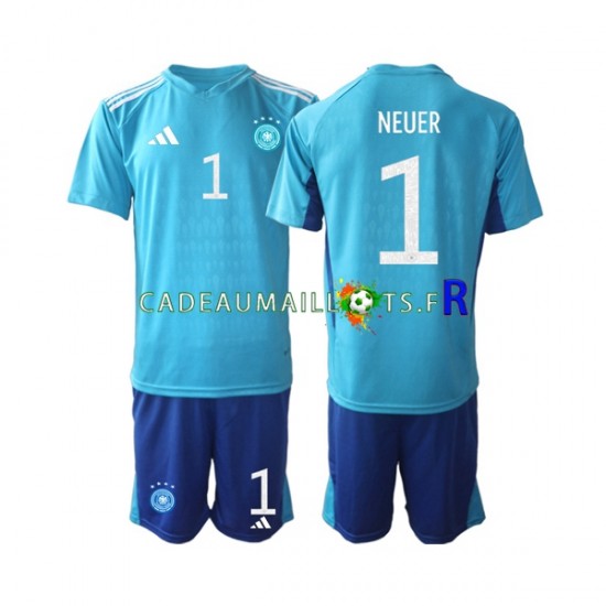 Allemagne Maillot avec flocage Manuel Neuer 1 Gardien Domicile Coupe du Monde 2022 ,Tenue Enfant MC