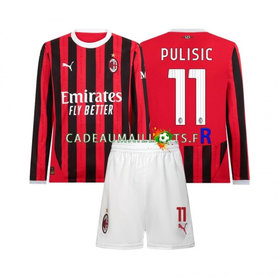 AC Milan Maillot avec flocage Christian Pulisic 11 Domicile 2024-2025 ,Tenue Enfant ML